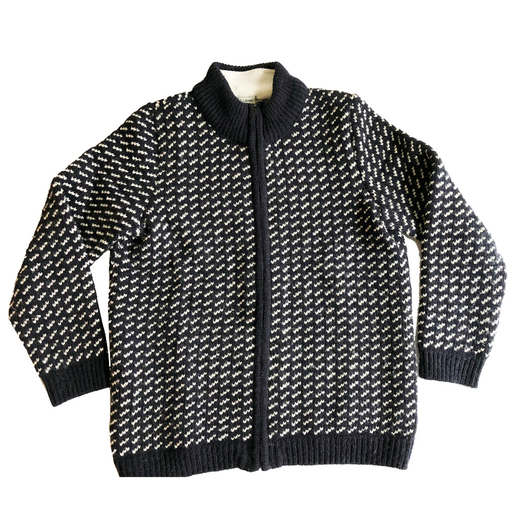LL Bean Bird's-Eye Heritage Cardigan